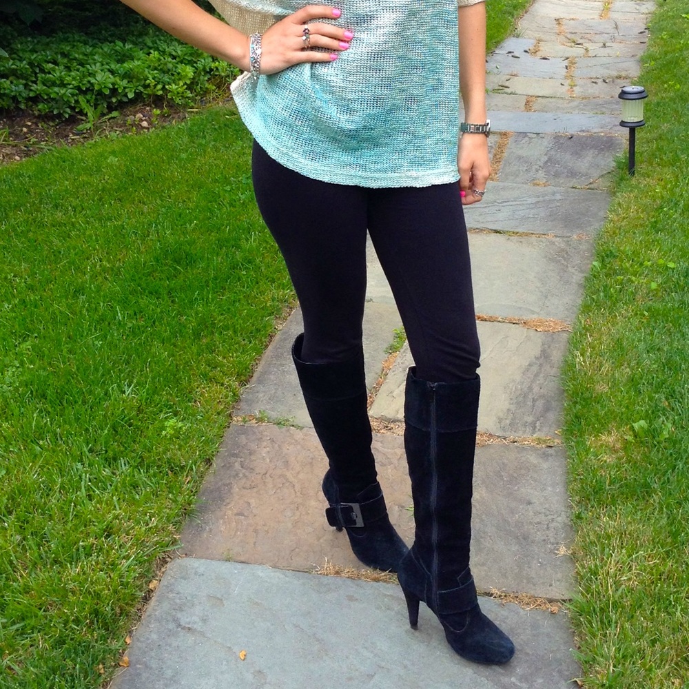 Steve Madden Black Suede Heeled Boots